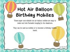 a birthday card with hot air balloons on it