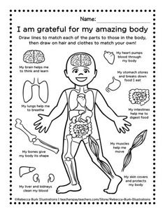 a coloring page with the words i am grateful for my amazing body, and an image of