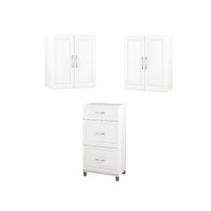 Home Square - Storage Cabinets - 2266701PKG - Included Items:Home Square 24"" Wall Cabinet in White Aquaseal x 2; Home Square 24"" 3 Drawer Base Cabinet in White x 1. For quicker processing, your order could be split into separate packages.Home Square 24"" 3 Drawer Base Cabinet in WhiteAdd convenient storage space to your home with the Home Square 24” 3 Drawer Base Storage Cabinet. This Base Cabinet features 3 roomy drawers that will hold a variety of household items. Its small size will fit perfectly into the corner of a room or alongside your current storage pieces. Home Square 24” 3 Drawer Base Storage Cabinet requires assembly upon delivery.Finish: White; Materials: PB,MDF,HDF; 3 Drawer Base Storage Cabinet can be used in almost any room; This item is perfect for the garage Corner Of A Room, Square Storage, Wall Cabinets, Base Cabinet, Cabinet Features, Extra Storage Space, Large Drawers, Base Cabinets, 3 Drawer