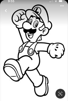 an image of mario running with his arms out to catch the ball in this super mario coloring