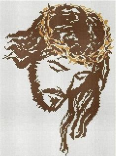 the face of jesus is depicted in this cross stitch pattern