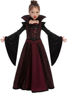 Vampire Costume Kids, Royal Vampire, Vampiress Costume, Sorceress Costume, Girls Halloween Dress, Kid Costume, Trick Or Treat Costume