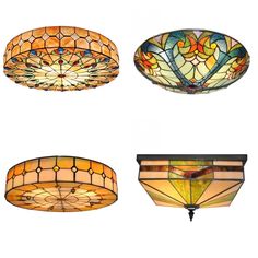 three different types of stained glass lights