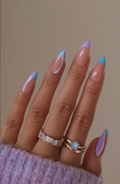 Ring Finger Nails, Lavender Nails, Chic Nails, Best Acrylic Nails, Purple Nails, Nails Acrylic, Cute Acrylic Nails, Trendy Nails, Almond Nails