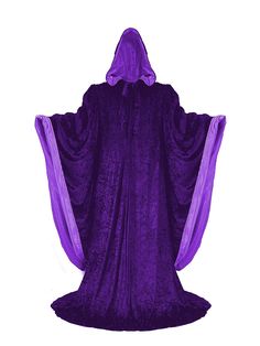 PRICES MAY VARY. Wizard Robe: This long, flowing robe is made from crushed poly-velvet. Its deep hood and oversized bell sleeves are fully lined in satin (the body of the robe is unlined). Hooded cape cloak has a yoked shoulder area, and the sleeves are gathered slightly onto the shoulders, giving an elegant and full, draped look. The hooded cloak wizard robe ties in front at the throat with a long tie made from the same velvet material as the body of the cloak. Adult Robe with Hood and Sleeves: Purple Costume For Halloween And Fantasy Events, Wizard Robe, Robe With Hood, Wizard Robes, Cape Cloak, Cape Costume, Hooded Cape, Hooded Cloak, Masquerade Party