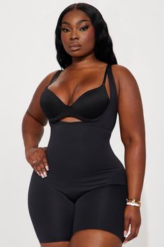 Available In Black, Nude, And Mocha. Medium Support - Mid level compression & support Shapewear Romper Perfect For Layering Under Low Cut Midi Dresses And Jumpsuits! Adjustable Straps U Neck Final Sale 80% Polyamide 20% Spandex Imported | Curvy And Tight Shapewear Romper in Black size Small by Fashion Nova Jasmine Moodboard, Black Fitted High-cut Shapewear, Fashion Nova Outfits Baddie, Black Plus Size Bodysuit, Compressive Black Short-length Shapewear, Dream Handbags, Fashion Nova Bodysuit, Fashion Nova Jumpsuits & Rompers, Body Shapewear