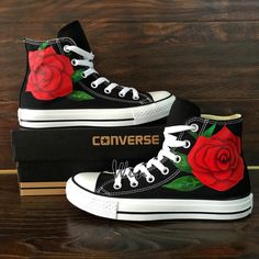 Painted Adidas, Canvas Converse, Converse Design, Ladybug And Cat Noir, High Top Converse, Custom Converse, Hand Painted Shoes, Converse Sneakers, Painted Shoes