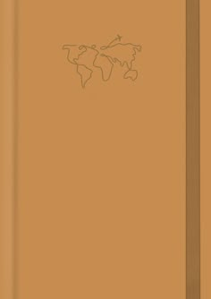 a brown notebook with a world map drawn on it