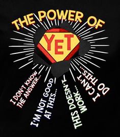 the power of yet t - shirt in black with red and yellow lettering on it