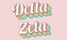 some type of lettering that says delta and zeta on the front, in different colors