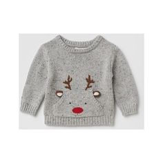 a sweater with reindeers on it is shown in grey and white, as well as the