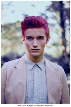 red hair..nice touch of color :) Rj King, Pink Purple Hair, Magenta Hair, Hair Male, Hair Business, Bright Hair