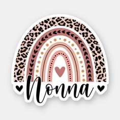 an animal print sticker with the word nonna in leopard and hearts on it