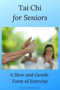 the cover of tai chi for seniors shows two people holding their hands up to each other