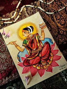 Annapurna Painting, Annapurna Devi Painting, Annapurna Devi, Buddhist Art Drawing, Kalamkari Painting, Boho Art Drawings, Indian Art Gallery, Indian Painting, Vedic Art