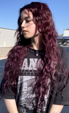 𝗇𝗈𝗍 𝗆𝗒 𝗉𝗂𝖼𝗍𝗎𝗋𝖾, 𝗋𝖾�𝗉𝗈𝗌𝗍🌫 red hair, cherry red hair, dark red hair, red curly hair, long hair, long wavy hair, trend hair colors, hair dye, red hair dye, fyp, 2024 trend hairs Black Red Curly Hair, Red Cherry Hair Curly, Dark Red Hair On Black Hair, Dark Cherry Hair Curly, Cherry Red Wavy Hair, Wavy Burgundy Hair, Midnight Red Hair, Dark Cherry Curly Hair, Dark Cherry Red Hair Curly