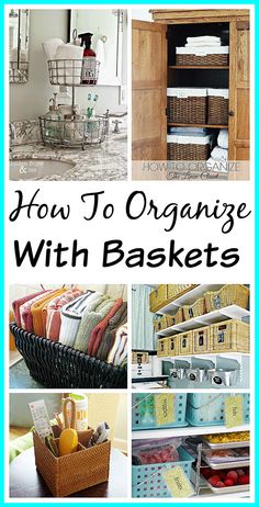 how to organize with baskets in the bathroom