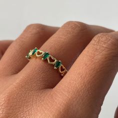 our gorgeous 18k gold plated heart baguette ring now comes with emerald green encrusted gems! limited edition sister to our bestseller heart baguettes ring adjustable so one size fits all! material: 18k gold plated on brass Magical Drawings, Baguette Ring, Green Heart, Ring Sale, Affordable Jewelry, Jewelry Inspo, Dream Jewelry, Gorgeous Necklaces, Jewellery Collection