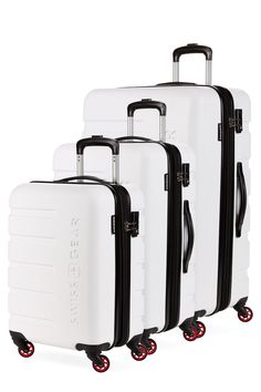 Swissgear 7366 Expandable 3pc Hardside Luggage Set - White Rockland Luggage, White Luggage, Hardside Luggage Sets, Bride Suit, Cute Luggage, Stylish Luggage, 3 Piece Luggage Set, Luxury Bags Collection, Hardside Luggage