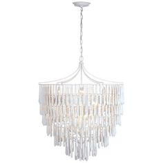 a white chandelier hanging from the ceiling