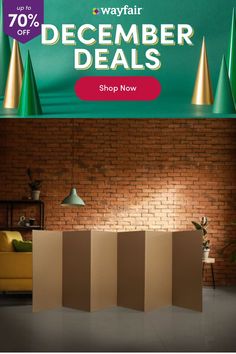 an advertisement for wayfair's december sale is shown in green and gold