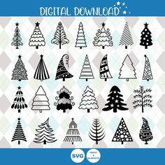 christmas trees svg files are available for use on the webpage or in print