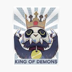 the king of demonss sticker is shown with an image of a panda bear wearing a