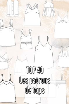 the top 40 les patrons de tops is shown in black and white, as well as