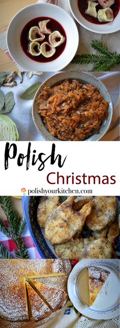 polish christmas food is displayed on the table