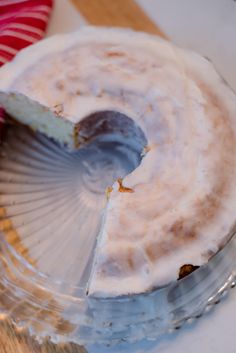 a cake that is sitting on a glass plate