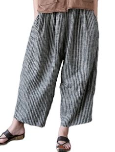 PRICES MAY VARY. Features: Linen pants women,has special hi low pockets,striped and solid color for you,elastic waist can make a nice fit Material:Baggy palazzo capri pants for women is breathble and soft,it's comfortable to wear,striped style made of cotton linen,the solid style made of linen Match:Women's casual harem crop pants,it's very easy to match with tops,t-shirt,shirts,coat,sneakers, sandals,flat shoes and boots etc Occasion: Ladies wide leg boho pants,suitable for everyday wear,trval, Plus Size Harem Pants, Casual Linen Pants, Bohemian Pants, Unique Pockets, Gaucho Pants, Hippie Pants, Boho Pants, Pants Cotton, Pants With Pockets