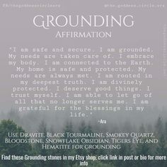 a poem written in white on a foggy background with the words grounding affirmation