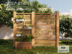 Privacy Screen With Planters 9'11 1/2, a Step-by-step Guide in Pdf Format With Imperial Measurements - Etsy Garden Divider, Cymbopogon Citratus, High Fence, Screen Garden, Fence Privacy, Patio Privacy, Vertical Planter, Building A Fence, Metal Railings