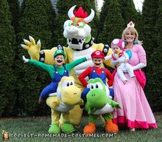 the family is dressed up as mario and luigi