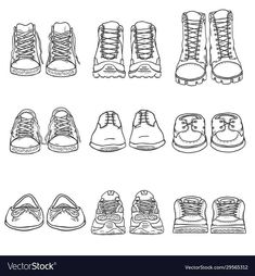 a set of shoes drawn in black and white