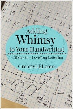 a book with writing on it and the title adding whimsy to your handwriting