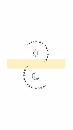 the logo for live by the moon, which is written in black and white on a yellow strip