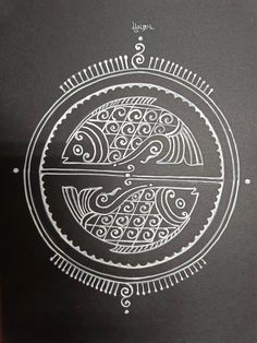 a black book with white designs on it