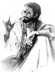 a drawing of jesus pointing at something