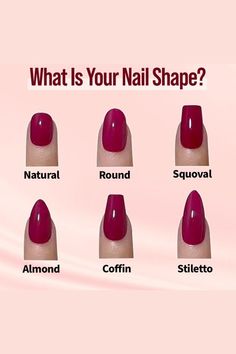 Different Natural Nail Shapes, Trendy Nail Shapes 2023, Narrow Nails Shape Long, Diff Nail Shapes, Shape Of Nails Chart, Square To Almond Nails Shape, Acrylic Shapes Nails, Gel Nail Shapes Chart, Almond Vs Coffin Shape