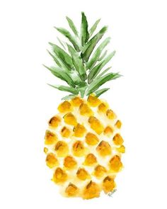 a watercolor painting of a pineapple