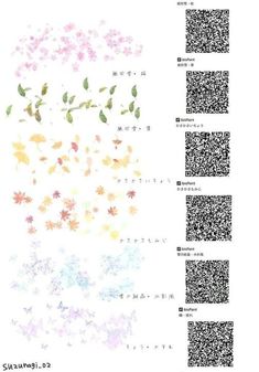 an image of some flowers and leaves on a white background with qr code in the foreground