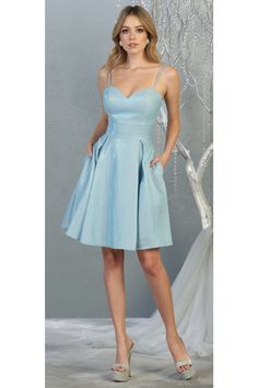 Semi Formal Short Designer Dress - BABY BLUE / 2 Rose Gold Party Dress, Grade 8 Grad Dresses, Royal Blue Party Dress, Corset Back Dress, Mitzvah Dresses, Bat Mitzvah Dresses, Confirmation Dresses, Gold Party Dress, Glittery Dress