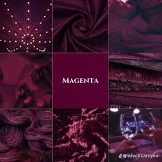 the collage shows different shades of purple and red, with text that reads magenta