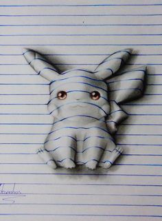 a drawing of an elephant's head on lined paper