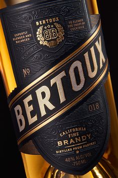 a bottle of beretoux is shown in this image, with the label on it