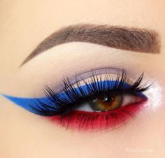 4th of July makeup Eyeliner Bleu, Patriotic Makeup, Make Up Designs, Blue Makeup Looks, Holiday Makeup Looks, Some Makeup