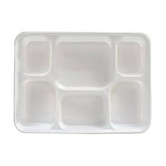 a white plastic tray with six compartments