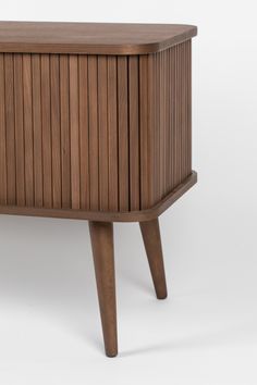 the sideboard is made out of wood and has two legs that are attached to it