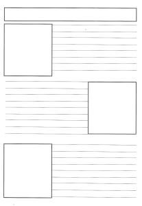 a blank paper with three squares and two rectangles